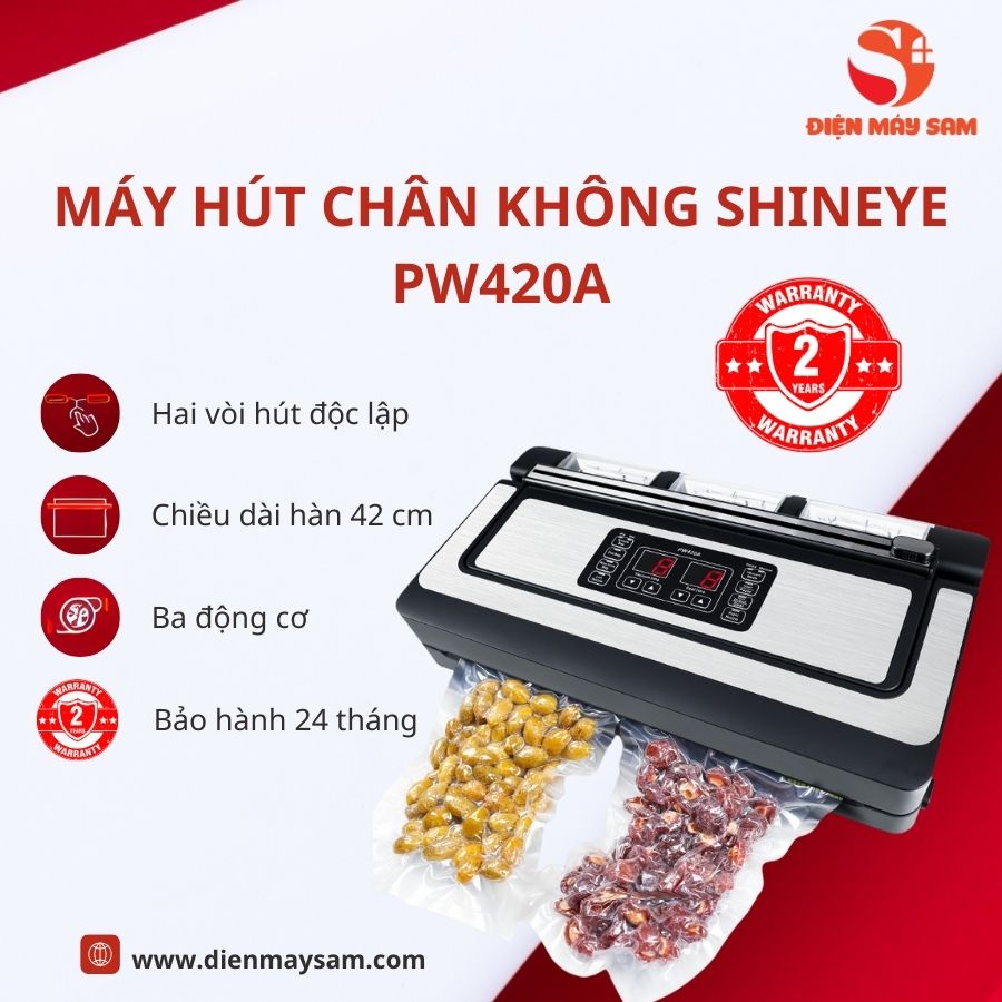 Máy Hút Chân Không ShineYe PW420A Không Kén Túi, Hai Vòi Hút, Bảo Hành 12 Tháng